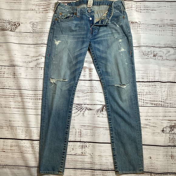 1139. True Religion Light Wash Jeans EUC Size 32 - Picture 1 of 3